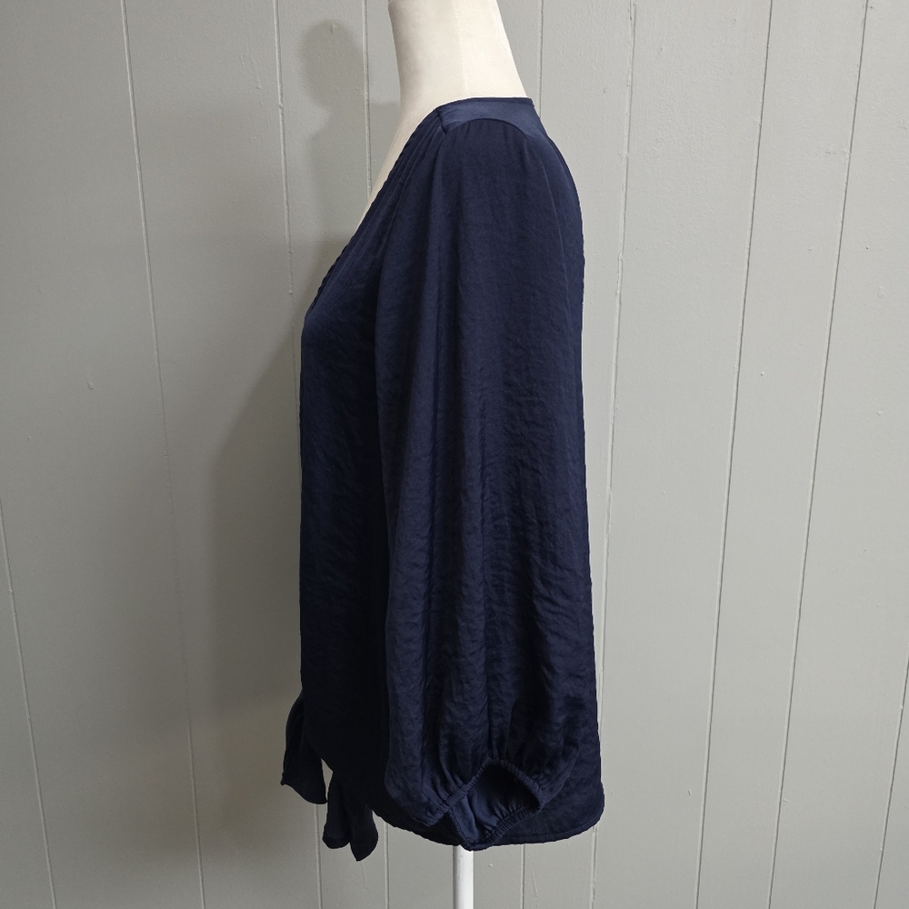 Vince Camuto Tie Front Blue Blouse Size L - Picture 5 of 10